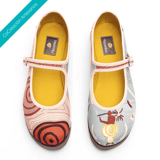 Calzado de mujer casual Bordado a Mano. macondas