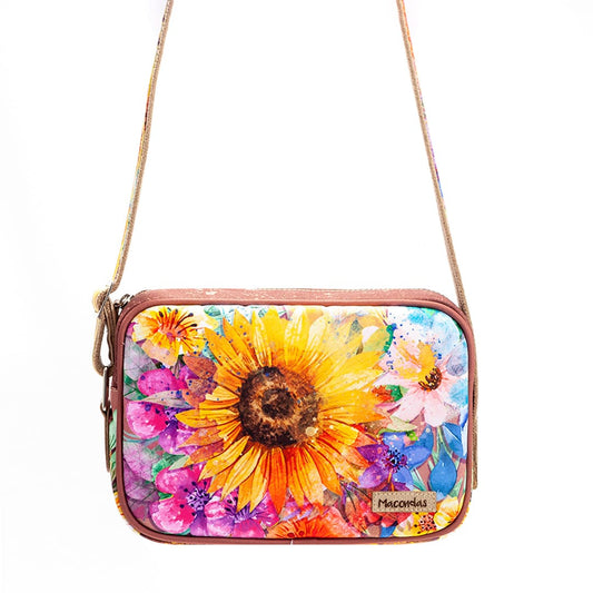 Bolso Manos Libres Flores Café. Macondas