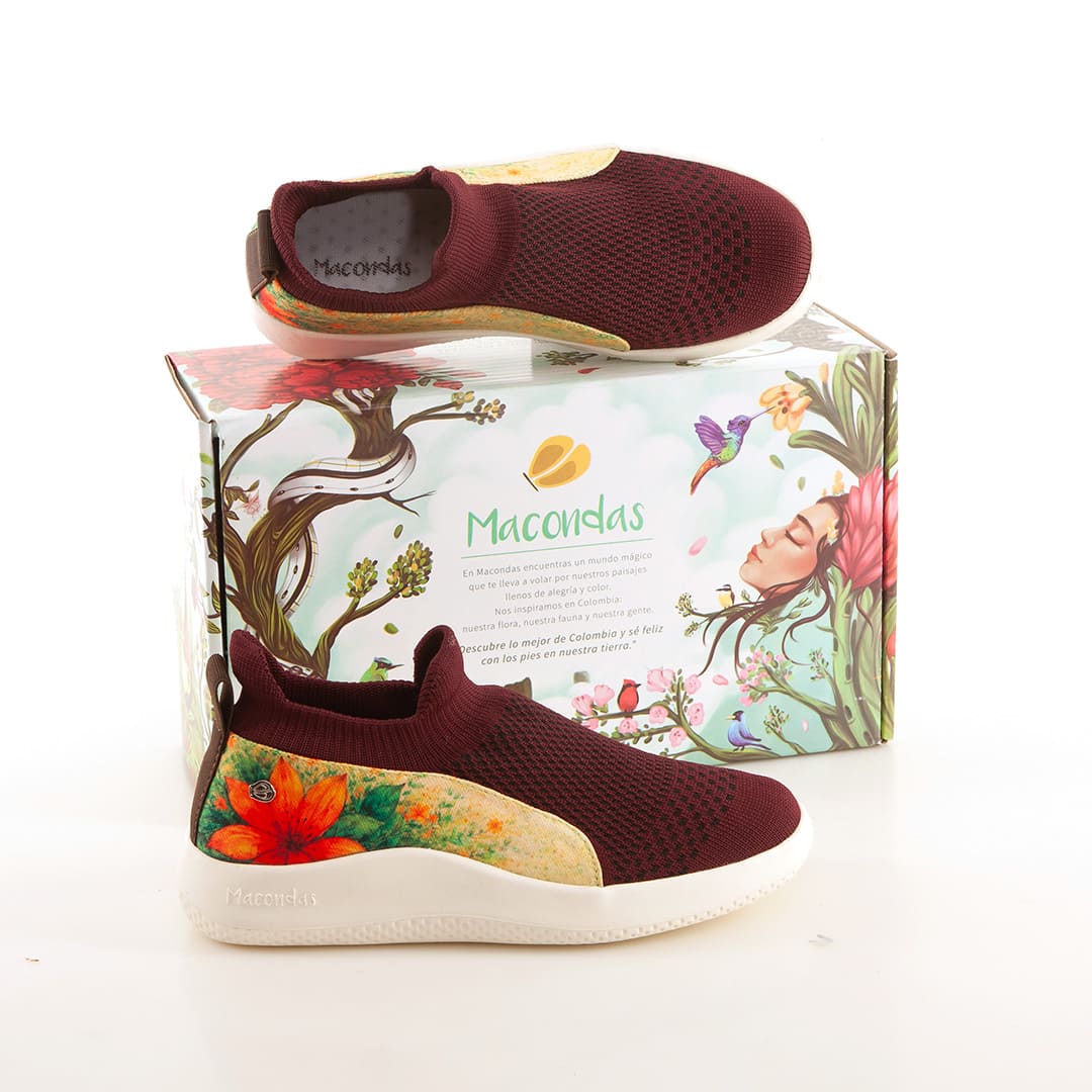 Tenis Flor del Chontaduro Vinotinto. Trekking - Macondas®