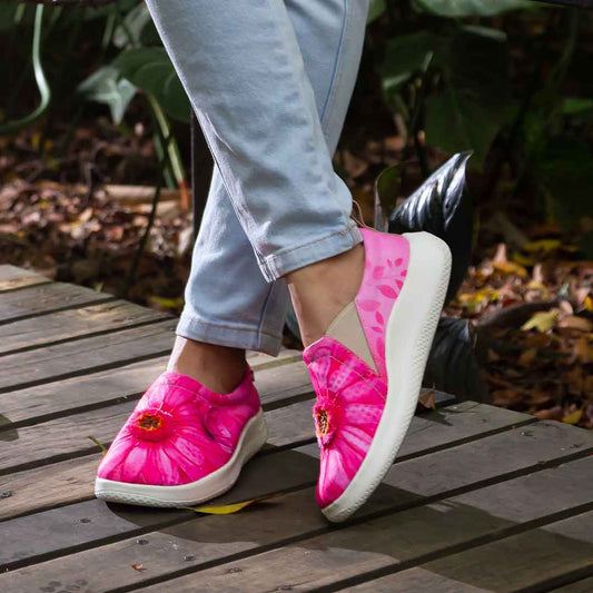 Zapatos rosdos para mujer alto confort fabricados a mano, fuerza de mujer bordado a mano