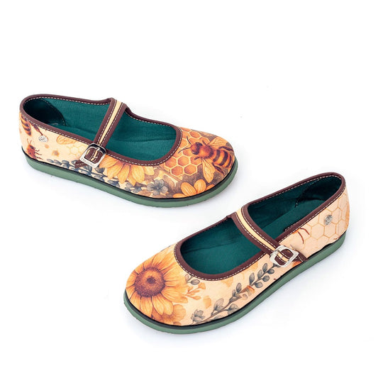 ABEJA – Macondas® Zapatos tipo Mary Jane ilustrados para mujer