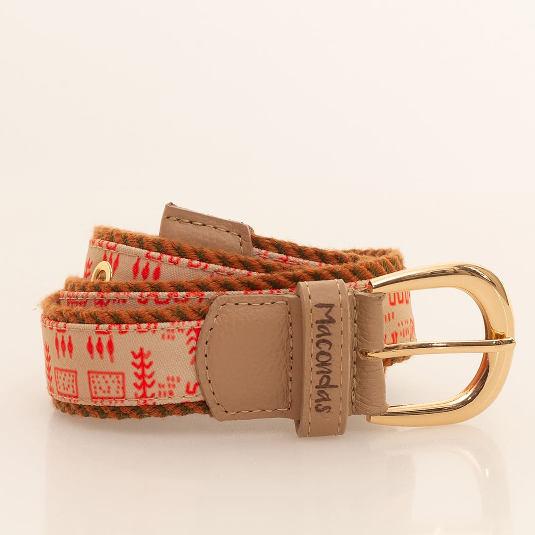 Rupestre, belt in beige rope and leather. Macondas®