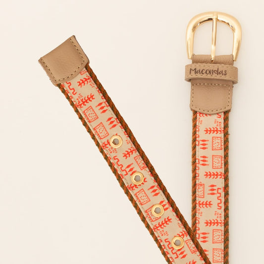 Rupestre, belt in beige rope and leather. Macondas®