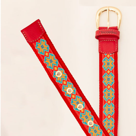 Walekeru, red and leather belt. Macondas®