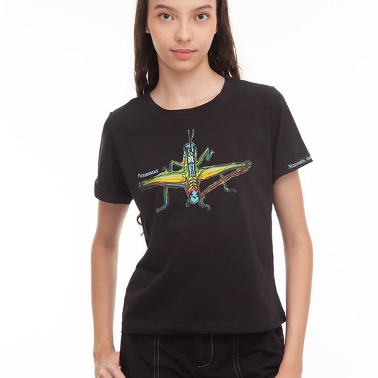 Camiseta Saltamontes Tropical con ilustración de especie nativa. Macondas®