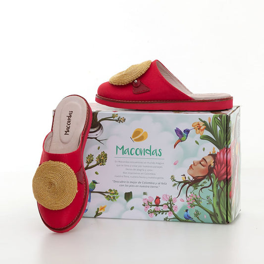 Zapatos mules para mujer en rojo con apliques intercambiables