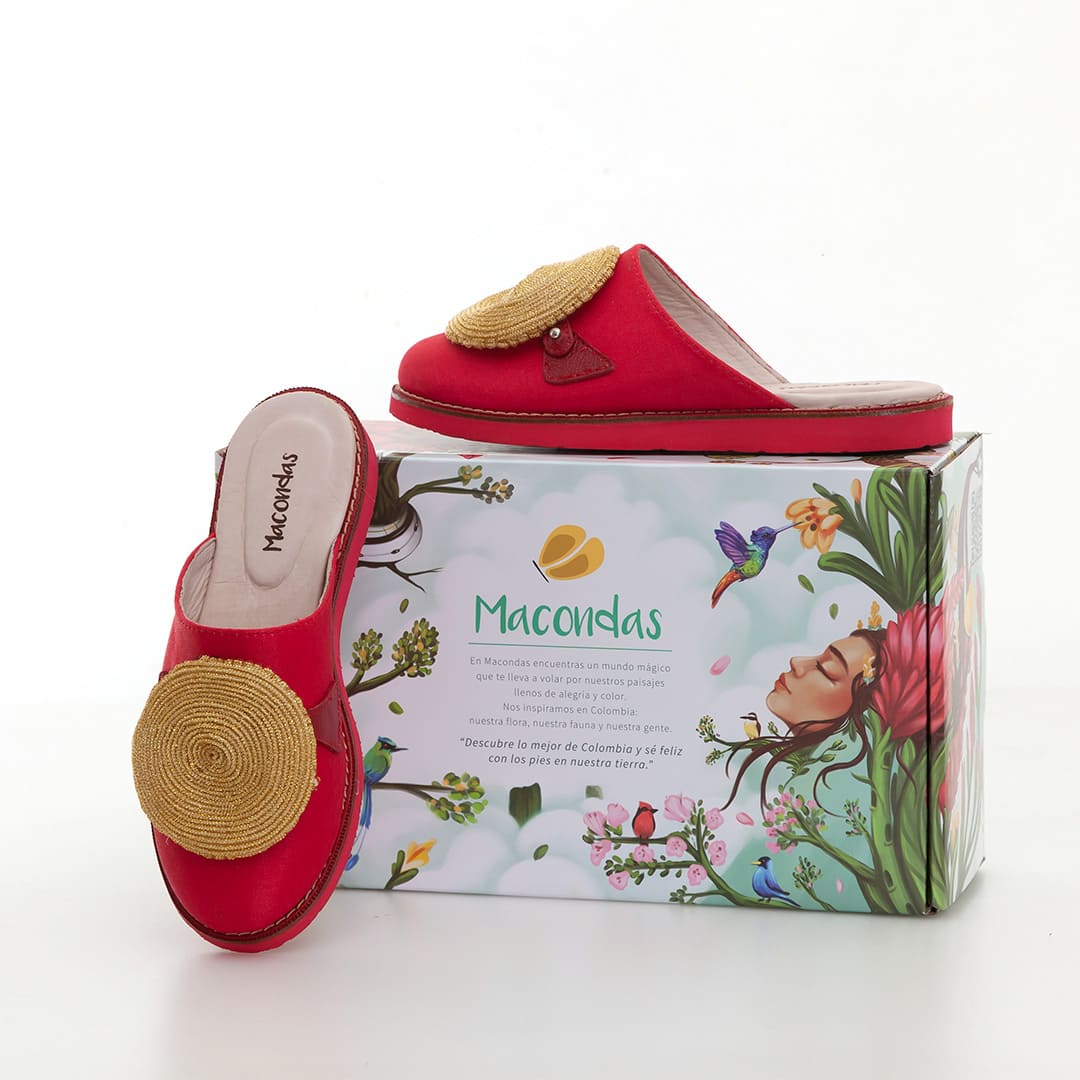 Zapatos mules para mujer en rojo con apliques intercambiables