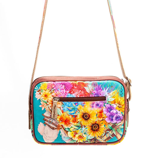 Bolso Manos Libres Flores Café. Macondas
