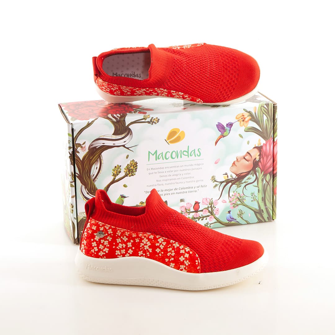 Tenis Flor del Borojó rojos. Trekking - Macondas®