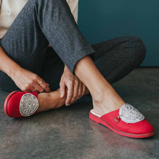 Mule Rojo Macondas®. Zapatos mujer