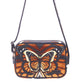 Bolso manos libres para dama con ilustraciones de mariposa monarca. ;Macondas