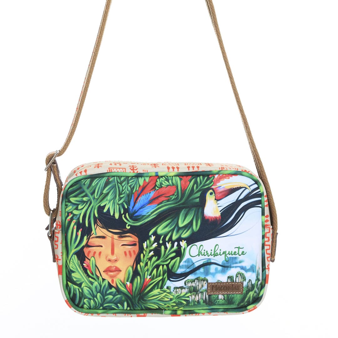 Bolso lavable con una ilustración de tucán. Macondas